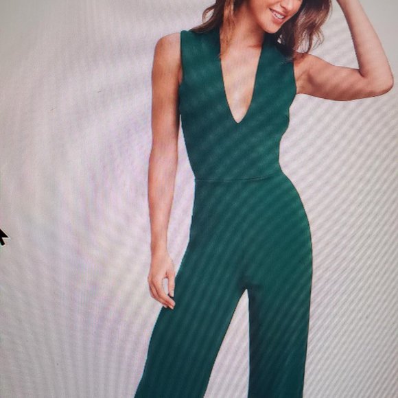 Forest Green Backless Jumpsuit, size small. - Picture 1 of 4
